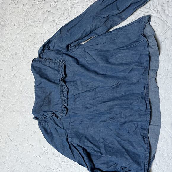 Crewcuts Ruffle Collar Chambray Blouse Size 6/7 - Picture 6 of 6